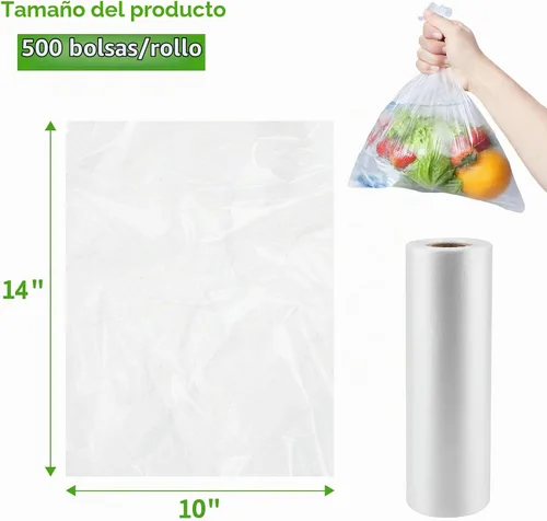 Vista 2 de Bolsas de almacenamiento de alimentos, 10" x 14" bolsas de plástico para productos en un rollo, bolsa de plástico transparente para alimentos