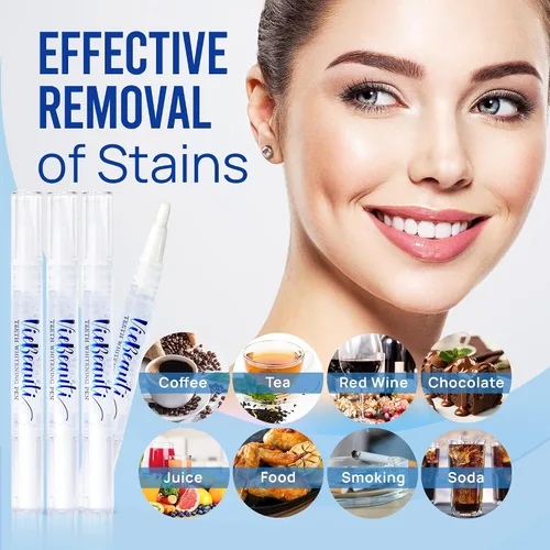 Vista 4 de VieBeauti Paquete de blanqueamiento dental – 4 bolígrafos blanqueadores y kit de blanqueamiento LED con gel remineralizante – Blanqueamiento dental