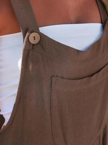 Vista 5 de AUTOMET Overol para mujer, de pierna ancha, casual, de verano, sin mangas, con bolsillos, 2024