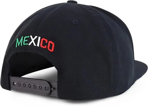 Vista 3 de Hecho En Mexico Eagle 3D Bordado Flat Bill Snapback Cap