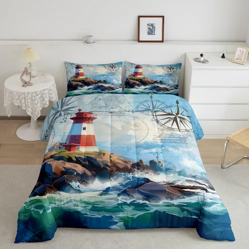 Vista 40 de Erosebridal Blue Ocean - Juego de edredón tamaño individual Juego de ropa de cama de ballena delfín y tortuga marina para niños y niñas, juego