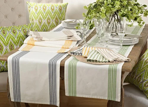 Vista 4 de Saro Lifestyle Servilleta de mesa de algodón con diseño a rayas (juego de 4), 20 pulgadas, lima