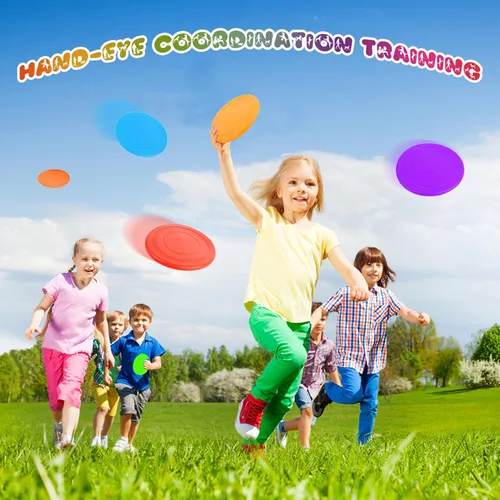 Vista 4 de Disco Volador para Niños de 7 Pulgadas, Discos Voladores de Silicona a Granel para Niños, Perros, Exteriores, Patio Trasero, Césped, Escuela