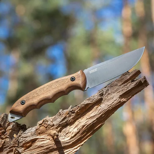 Vista 9 de BPSKNIVES HK4 CSH - Cuchillo de acero al carbono de hoja fija - Cuchillo de espiga completa con funda de cuero - Cuchillo táctico de supervivencia