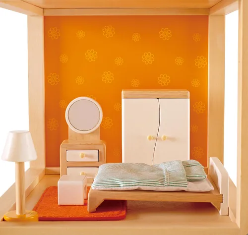 Vista 5 de Hape Juego de muebles de madera para casa de muñecas, color blanco
