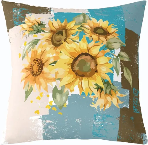 Vista 9 de Juego de 4 fundas de almohada abstractas de 16 x 16 pulgadas, fundas de cojín suaves y modernas de arte abstracto para sofá, fundas decorativas