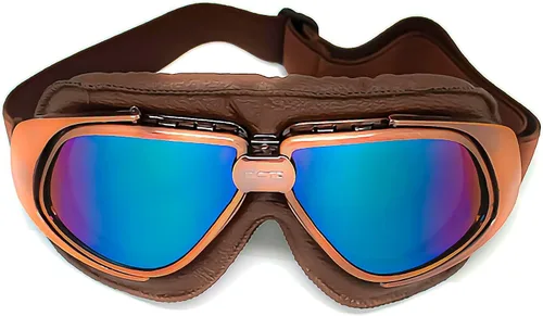 Vista 22 de Anteojos de seguridad para motociclismo, motonetas, medio casco clásico para Vespa, estilo aviador, plegable con lentes transparentes T008 Marco