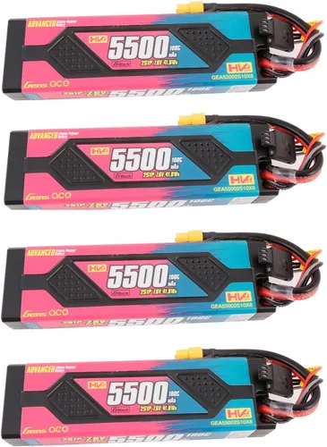 Vista 6 de Gens ace Advanced 5500mAh 7.6V 100C 2S1P Hardcase HV Lipo batería con chip G-Tech es más inteligente, segura y conveniente (2 piezas)