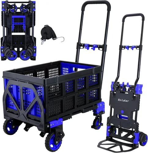 Vista 13 de Carro de mano plegable 2 en 1, carrito retráctil de 330 libras, 4 y 2