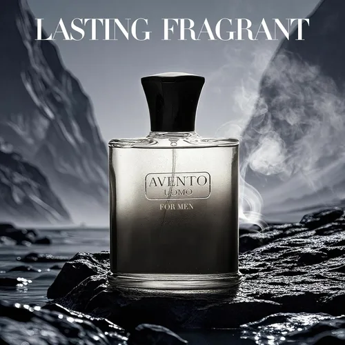 Vista 2 de AFLUXE AVENTO UOMO Colonia para hombre Aroma fresco amaderado de larga duración Eau de Toilette de 3.4 fl oz Set de regalo de lujo