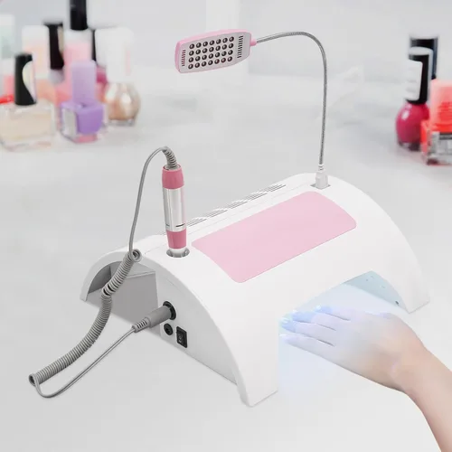 Vista 9 de Lámpara de uñas 5 en 1, con colector de polvo de uñas, máquina eléctrica multifuncional para taladro de uñas, almohada de reposo de manos, lámpara