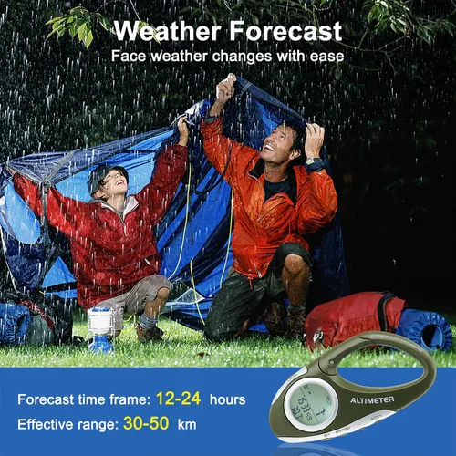 Vista 3 de Digital Altimeter Portable Compass with Weather Forecast Multi Function Altimeter Barometer for Hiking, Camping, RVs and Outdoor Activities