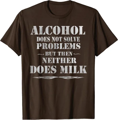 Vista 19 de Alcohol Does Not Solve Problems. But Then, Neither Does Milk T-Shirt Asphalt Grey