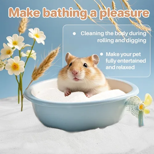 Vista 5 de Sukh 14 OZ Baño de Arena para Hámster - Arena Fina Blanca para Hámster, Arena de Sílice para Reptiles, Escondite para Jerbos para Hámsteres
