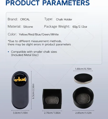 Vista 2 de CRICAL Pool Cue Chalk Holder Magnetic Pool Chalk Holder Portable Billiard Holder Round