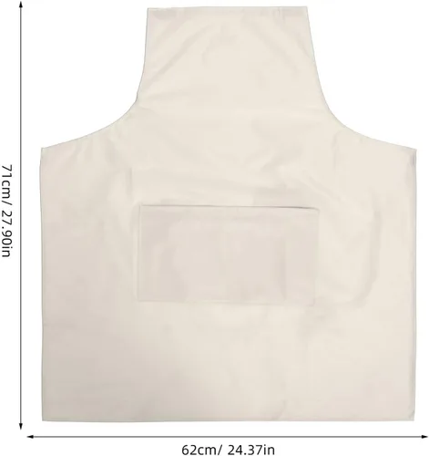 Vista 2 de ibasenice Waterproof Kitchen Apron Pvc Material Cream White Chef Apron with Pouch for Men and Women Cooking and Restaurant Use
