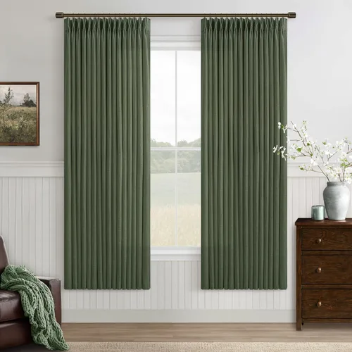 Vista 22 de TWODRAPES Cortinas de Lino Plisadas con Pinza Beige Blancas de 54 Pulgadas de Largo 2 Paneles para Comedor Cocina Dormitorio Plisadas Semi