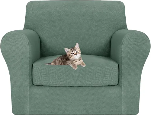 Vista 45 de MAXIJIN 2 piezas de fundas para silla con brazos, funda para silla de sofá para sala de estar, funda elástica para perros para una silla con 1 cojín