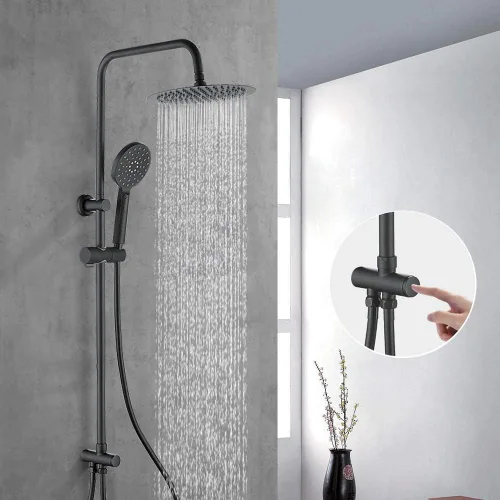 Vista 8 de Ibergrif M20706B Sistema con desviador, columna de ducha sin grifo, cromado, negro
