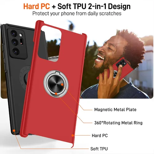 Vista 133 de Gritup - Funda para Galaxy A05S con protector de pantalla HD×2, funda protectora para teléfono a prueba de golpes con soporte magnético de anillo