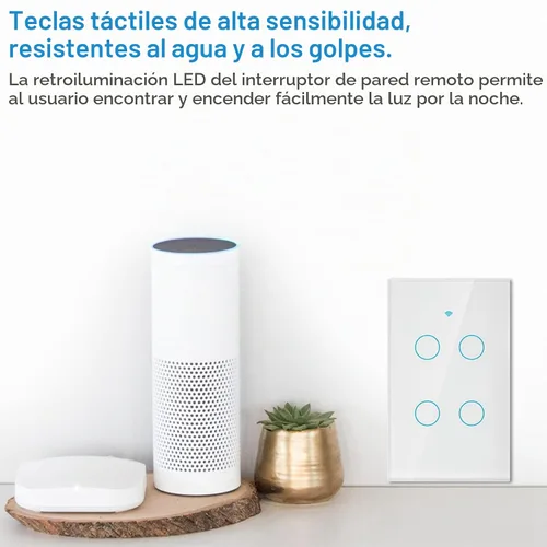 Vista 6 de Interruptor de pantalla táctil WiFi, control de luz inalámbrico inteligente con activación por voz para Google Home y Siri, carga de 4 vías de 2200