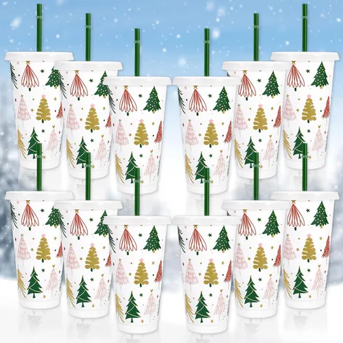 Vista 19 de JarThenaAMCS 12 piezas de vasos de plástico patrióticos con tapa con pajita 4 de julio, vaso para bebidas frías con bandera americana roja, azul