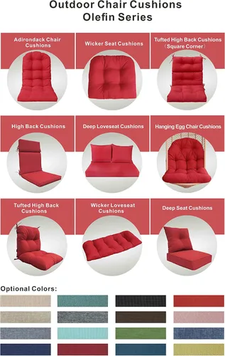 Vista 7 de Cojines para silla Adirondack para patio al aire libre, esquinas redondas, color rojo brillante