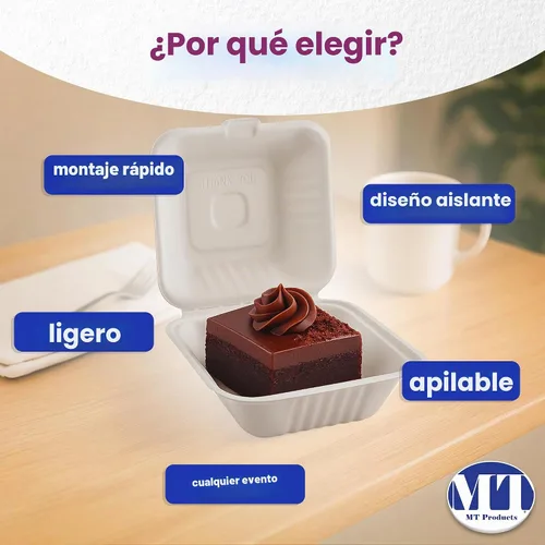 Vista 5 de MT Products White Cake Slice Contenedor de 6 x 6 x 3 pulgadas, contenedor desechable para alimentos, paquete de 30