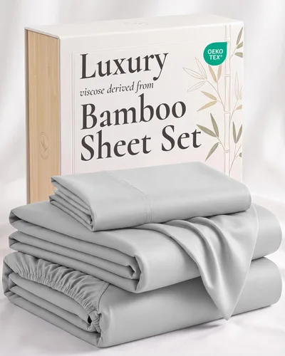 Vista 13 de Hotel Sheets Direct - Juego de sábanas 100% viscosa derivada de bambú tamaño individual - sábanas refrescantes con 1 funda de almohada 01-Blanco