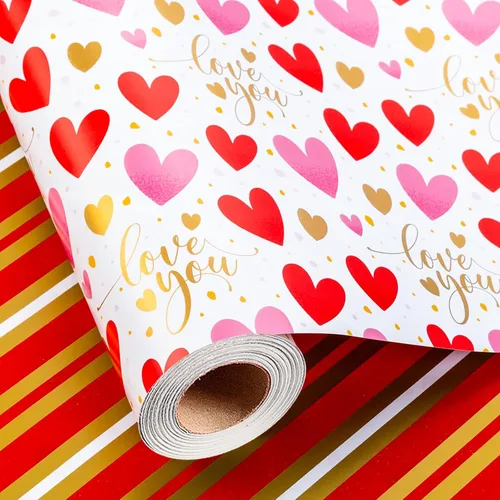 Vista 11 de Merture Rollo de Papel de Regalo con Rosas de Acuarela - 17 Pulgadas x 32.8 Pies (46.5 pies cuadrados) Papel de Regalo Floral de Papel Aluminio