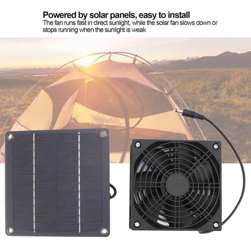 Vista 5 de Cryfokt Ventilador de escape impermeable con energía solar, kit de ventilador de panel solar para exteriores, ventilador portátil con cable de 39