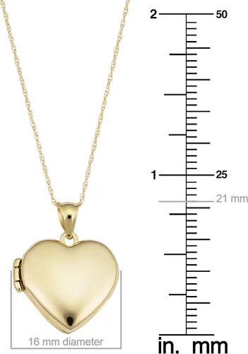 Vista 5 de Kooljewelry Collar con colgante de corazón pulido de oro amarillo de 14 quilates (18 pulgadas), Metal