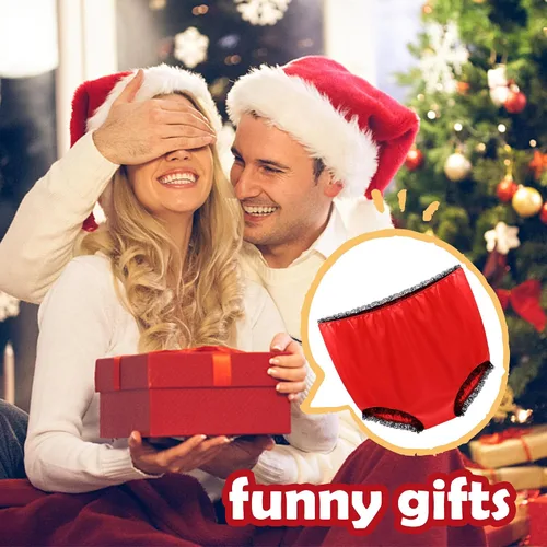 Vista 5 de Adnee Paquete de 2 calzones de Navidad Big Mama Bragas de gran tamaño para abuelita Ropa interior grande regalo de broma para mujeres y hombres