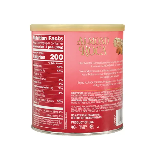 Vista 3 de Almond Roca - Paquete de 1 lata de caramelo de chocolate envuelta