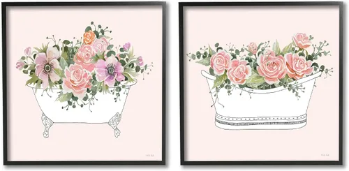 Vista 10 de Stupell Industries Cindy Jacobs - Juego de 2 botánicos para bañera, diseño floral rosa Stupell Industries · By Cindy Jacobs · Ready to hang · Bath