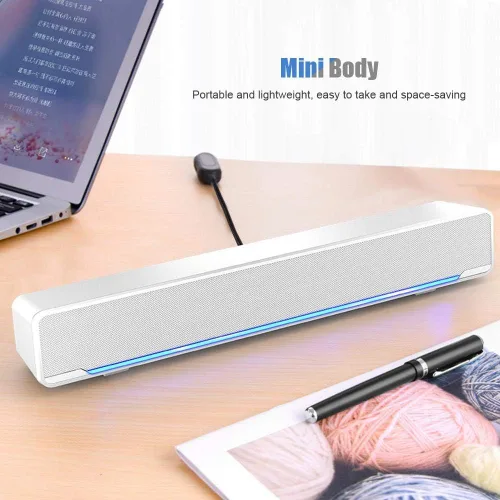 Vista 7 de Barra de sonido, altavoces profesionales de computadora multifunción estéreo envolvente sonido de graves profundos USB con cable