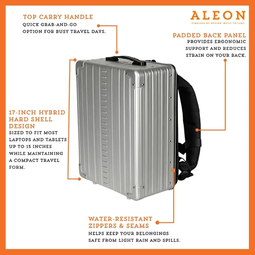 Vista 3 de Mochila híbrida ligera de aluminio de 17 pulgadas para hombres y mujeres, se adapta a portátiles de 15 pulgadas, mochila rígida de alta calidad