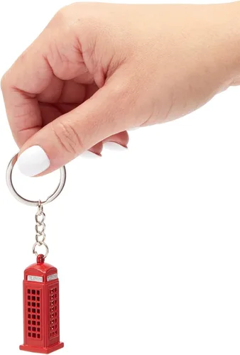 Vista 5 de Paquete de 6 llaveros de Londres, regalos de recuerdo, llaveros con bandera británica del Reino Unido, cabina de teléfono, Big Ben, autobús de dos