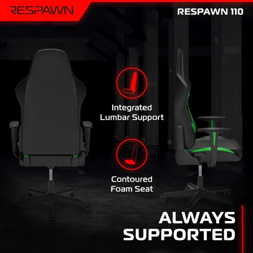 Vista 6 de Respawn Silla de juegos 110, silla de oficina ergonómica con reposacabezas Verde