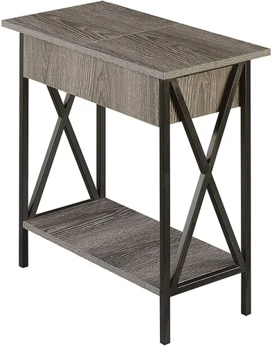 Vista 17 de Convenience Concepts Tucson Mesa auxiliar abatible con estación de carga de 23.75 pulgadas, moderna mesa de sala de estar con estante