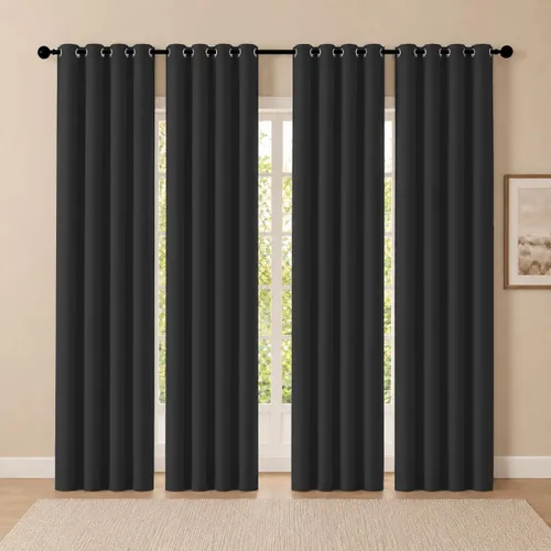 Vista 79 de Cortinas de oscurecimiento de habitación de 45 pulgadas de largo para dormitorio y sala de estar, cortinas térmicas aislantes con ojales