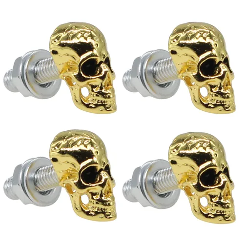 Vista 8 de Tornillos de matrícula, 4 piezas universales de acero inoxidable estilo calavera, kit de tornillos para placa de matrícula para motocicleta