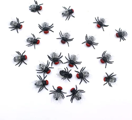 Vista 7 de BEINME Moscas falsas, manualidades de Halloween, bromas, moscas de plástico para poner en caca falsa, risas reales, regalo perfecto (XS-negro), 0.6