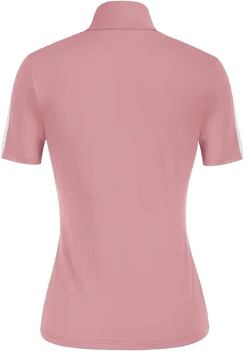 Vista 3 de JACK SMITH Camisa de golf de manga corta para mujer, que absorbe la humedad, camiseta polo deportiva con cremallera, protección solar, tallas S-XXL