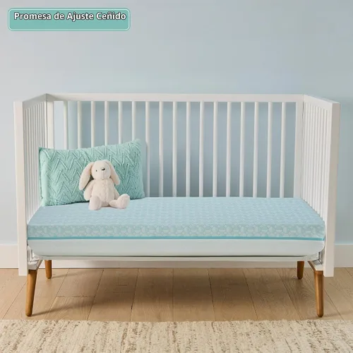 Vista 4 de Sealy Baby Colchón de cuna infantil de 2 etapas Plus ajuste de cama infantil, transpirable, resistente a las manchas, doble firmeza y ligero