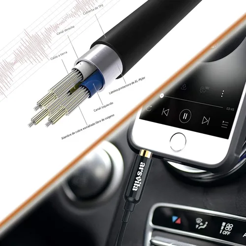 Vista 6 de Arsvita - Adaptador de audio de cassette a auxiliar para automóvil, con cable de audio auxiliar de 0.14 pulgadas