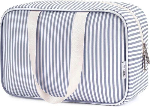 Vista 20 de Narwey Neceser de tamaño completo, bolsa de cosméticos grande, bolsa de maquillaje de viaje, organizador para mujeres y niñas, A-Negro, L, Bolsa