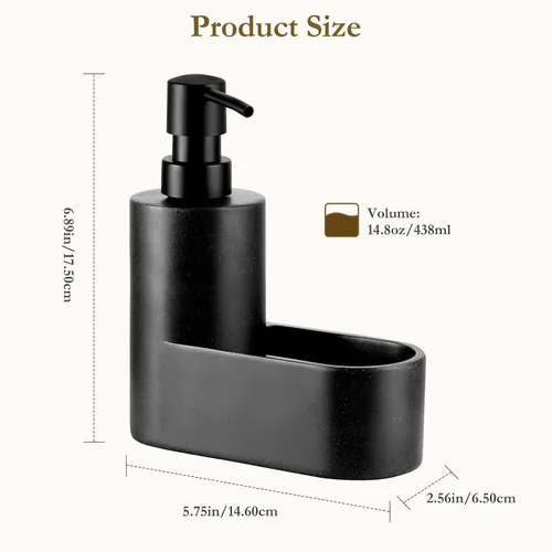 Vista 6 de Dispensador de Jabón para Platos Shinowa con Soporte para Esponja, Bomba de Jabón para Cocina Recargable, Dispensador de Jabón de Superficie 2 en 1