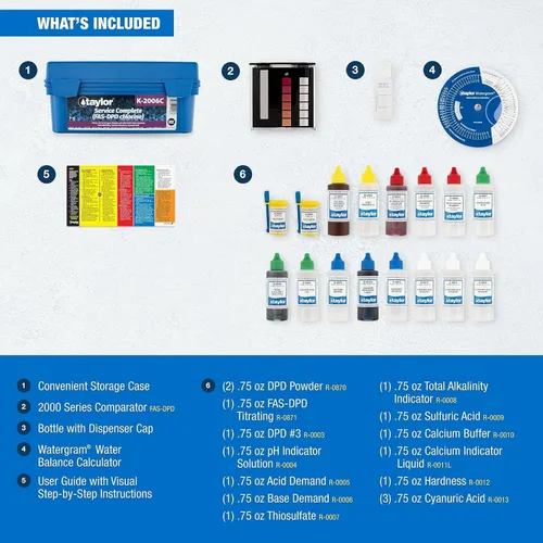 Vista 4 de Taylor K-2006C Kit Completo de Prueba de Agua para Piscina Servicio