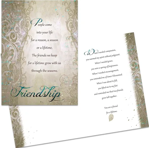 Vista 2 de Smiling Wisdom - Juego de regalo de amistad de hoja de plata - Tarjeta de felicitación, amistad, para toda la vida, temporal, motivo - Collar